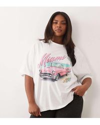 ASOS - Asos Design Curve Oversized T-shirt With Pink Vintage Car Graphic - Lyst