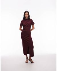 & Other Stories - Midaxi Jurk Met Korte Mouwen, Gedrapeerd Gedraaid Detail En Split Aan De Voorkant - Lyst
