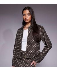 The Frolic - Exclusive Cotton Denim Collared Cropped Jacket Co-Ord - Lyst