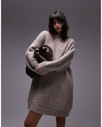 TOPSHOP - Robe courte et oversize en maille avec col ras - Lyst