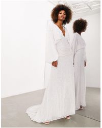 ASOS - Lennox Sequin Blouson Sleeve Wedding Dress With Train - Lyst