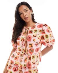 Miss Selfridge - Tie Front Peplum Blouse Co-Ord - Lyst