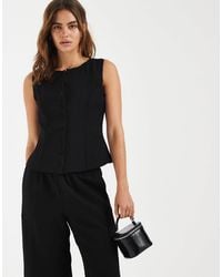 Aware - Textured Waistcoat With Lace Trim Detail Co-ord - Lyst