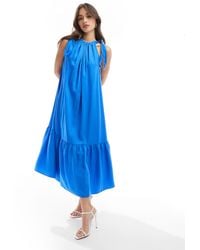 & Other Stories - Tiered Hem Maxi Dress With Gathered Tie Neck Detail And Keyhole Back - Lyst