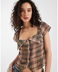 Motel - – meraki – bluse mit verschwommenem karomuster - Lyst