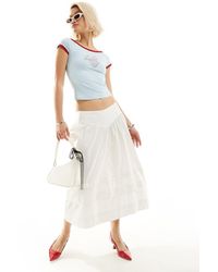 Motel - Falda Midi Blanca Plisada Con Detalle En La Cintura De Algodón De - Lyst