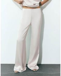 Pull&Bear - Satin Fabric Straight-leg Trousers - Lyst