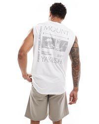 Only & Sons - Camiseta blanca extragrande sin mangas con estampado "yakushi" en la espalda - Lyst
