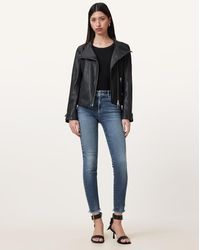 AllSaints - Vaqueros Azules Con Diseño Realzador Miller De - Lyst
