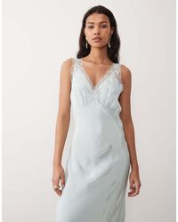 Nobody's Child - Lenora Satin Sleeveless Lace Trim And Embroidered Slip Dress - Lyst