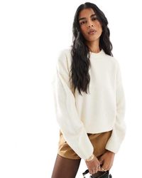 Pieces - Jersey Con Cuello Redondo Y Mangas Anchas De -Blanco - Lyst