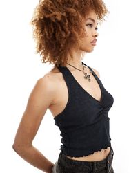 Reclaimed (vintage) - Rib Ruched Halter Neck Top - Lyst