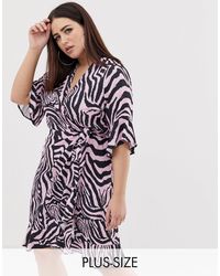 john zack plus plunge front skater dress in contrast leopard