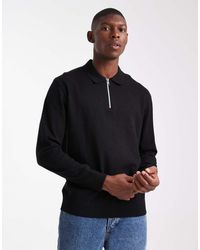 JJ Rebel - Jersey Con Cuello Tipo Polo Y Media Cremallera De Punto De - Lyst