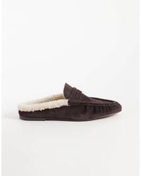 Steve Madden - Rafe Ruched Mule Loafers With Faux Shearling Trim - Lyst