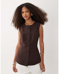 ASOS - Linen Blend Sleeveless Button Down Top - Lyst