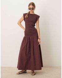 ASOS - High Neck Shirred Maxi Dress With Dropped Waist - Lyst