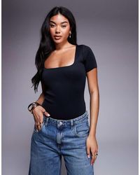 GOOD AMERICAN - Sculpting Square Neck Bodysuit - Lyst