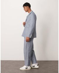 ASOS - Linen Oversized Tapered Suit Pants With Stripes - Lyst