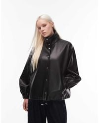 ASOS - Faux Leather Funnel Neck Jacket - Lyst
