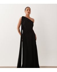 TFNC London - Chiffon One Shoulder Twist Waist Draped Maxi Dress - Lyst
