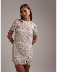 ASOS - Ornamental Embellished Shift Mini Dress With Cut Work Sequins - Lyst
