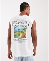 Jack & Jones - Oversize Vest With Scenic Back Print - Lyst