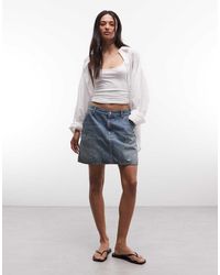 Carhartt - Maeve Double Knee Denim Mini Skirt With Paint Splatter Effect - Lyst