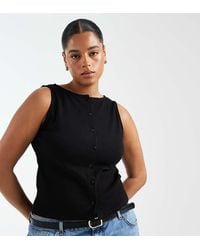 ASOS - Asos Design Curve Wide Neck Button Through Tank Top - Lyst