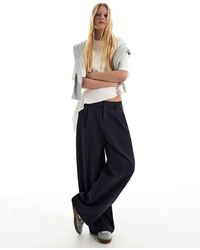 Bershka - Petite Voluminous Trousers With Double Fabric - Lyst