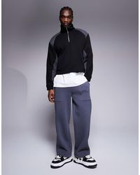 ASOS - Oversized Sweatshirt Met Verlaagde Schouders, Hoge Kraag En Nylon Panelen - Lyst