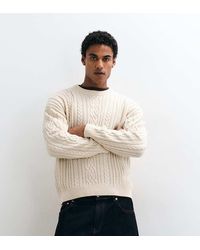 Collusion - Branded Cable Knit Oversized Crew Neck Jumper - Lyst