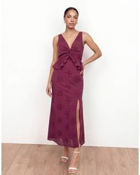 Maya - Twist Front Broderie Midaxi Dress - Lyst