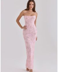 House Of Cb - Anisa Hand Beaded Embellished Strapless Maxi Dress - Lyst