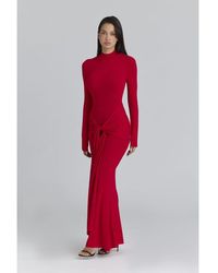 House Of Cb - Imogen Scarlet Hip Drape Maxi Dress - Lyst