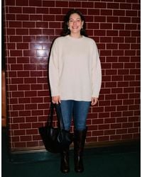 Vero Moda - Pull oversize à col rond doux en crème chiné - Lyst