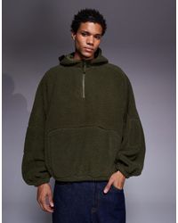 ASOS - Sweat à capuche polaire ultra-oversize à col cheminée zippé - foncé - Lyst