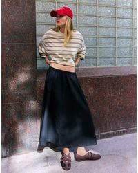 Bershka - Elasticated Waist Midi Skirt - Lyst