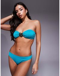 South Beach - Bandeau Bikini Top With Flower Detail - Lyst
