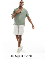 ASOS - Short Sleeve Relaxed Revere Collar Crinkle Texture Shirt - Lyst