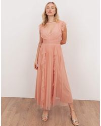 ANAYA - V Neck Waterfall Ruffle Sleeveless Midaxi Dress - Lyst