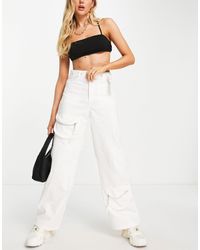 Missguided Cargo Trouser With Pocket - White