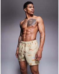 ASOS - Korte Zwemshort Met Strandprint - Lyst