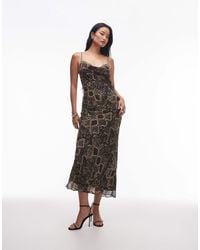 TOPSHOP - Twist Back Cowl Neck Midi Slip - Lyst