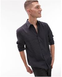 TOPMAN - Long Sleeve Draped Modal Shirt - Lyst