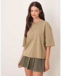 Gina Tricot - Oversized Ruimvallend Recht T-Shirt Met Ronde Hals - Lyst