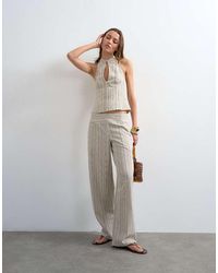 TOPSHOP - Co Ord Linen Look Stripe Low Rise Trouser - Lyst