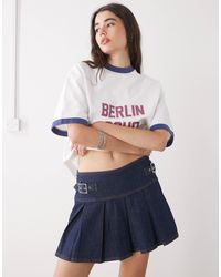 Collusion - Denim Mini Kilt Skirt - Lyst