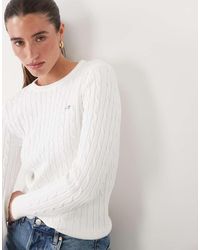 GANT - Stretch Cotton Cable Knit Jumper - Lyst