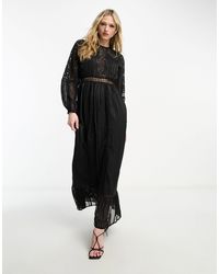 Reclaimed (vintage) - Maxi Satin Dress With Mixed Scale Lace - Lyst